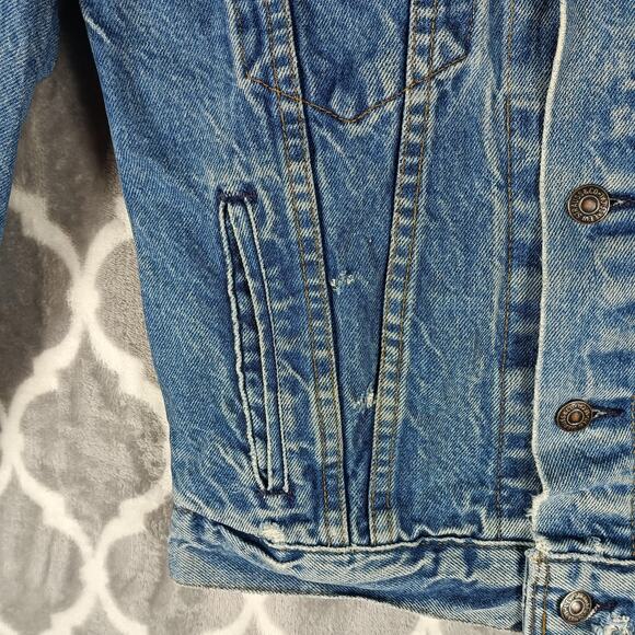 Vintage Levis Denim Trucker Jacket Men Small Blue Type 3 Made USA 80s - Picture 11 of 15